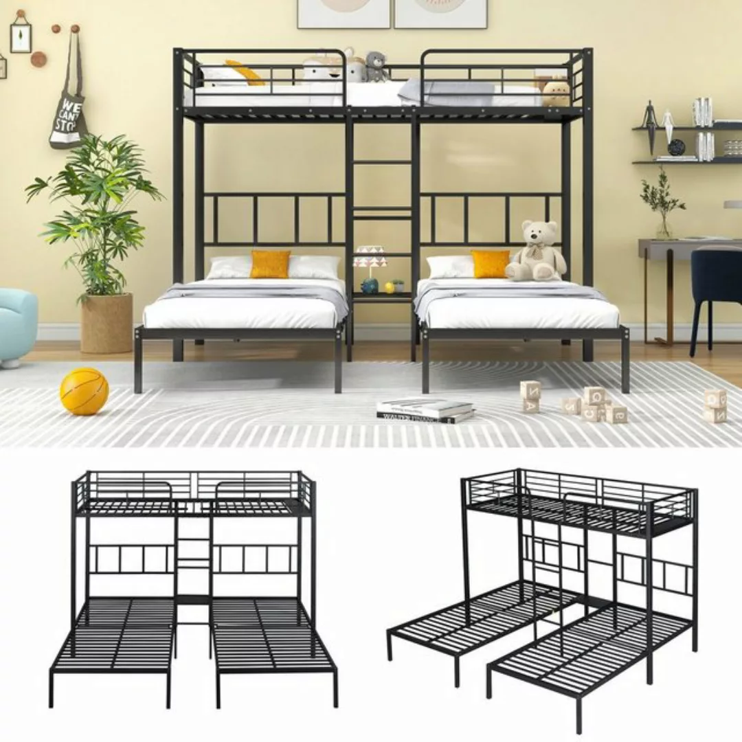 Sweiko Etagenbett, Kinderbett mit Leiter und Tisch, Metallbett, 90*200cm*3 günstig online kaufen