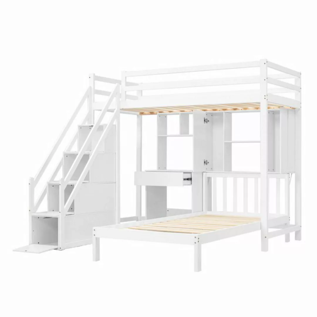 Gotagee Kinderbett Etagenbett Doppelbett 90x200 cm Schreibtisch und Regale günstig online kaufen