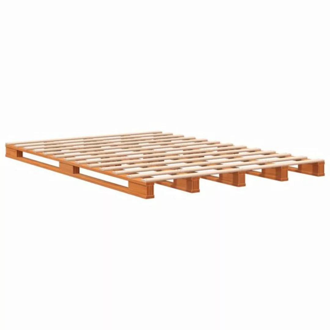 vidaXL Bett Palettenbett Wachsbraun 140x200 cm Massivholz Kiefer günstig online kaufen