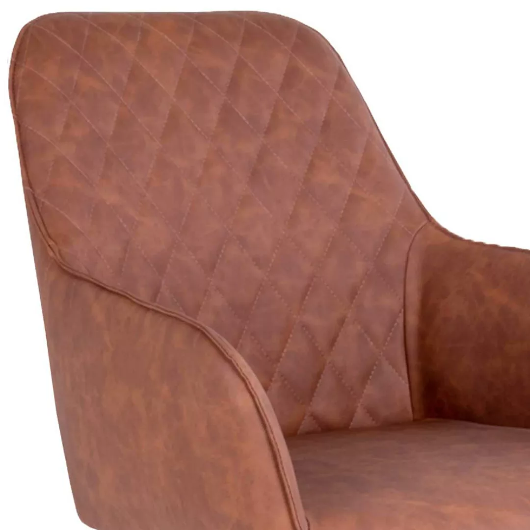 Esstisch Sessel in Cognac Braun Kunstleder drehbar günstig online kaufen