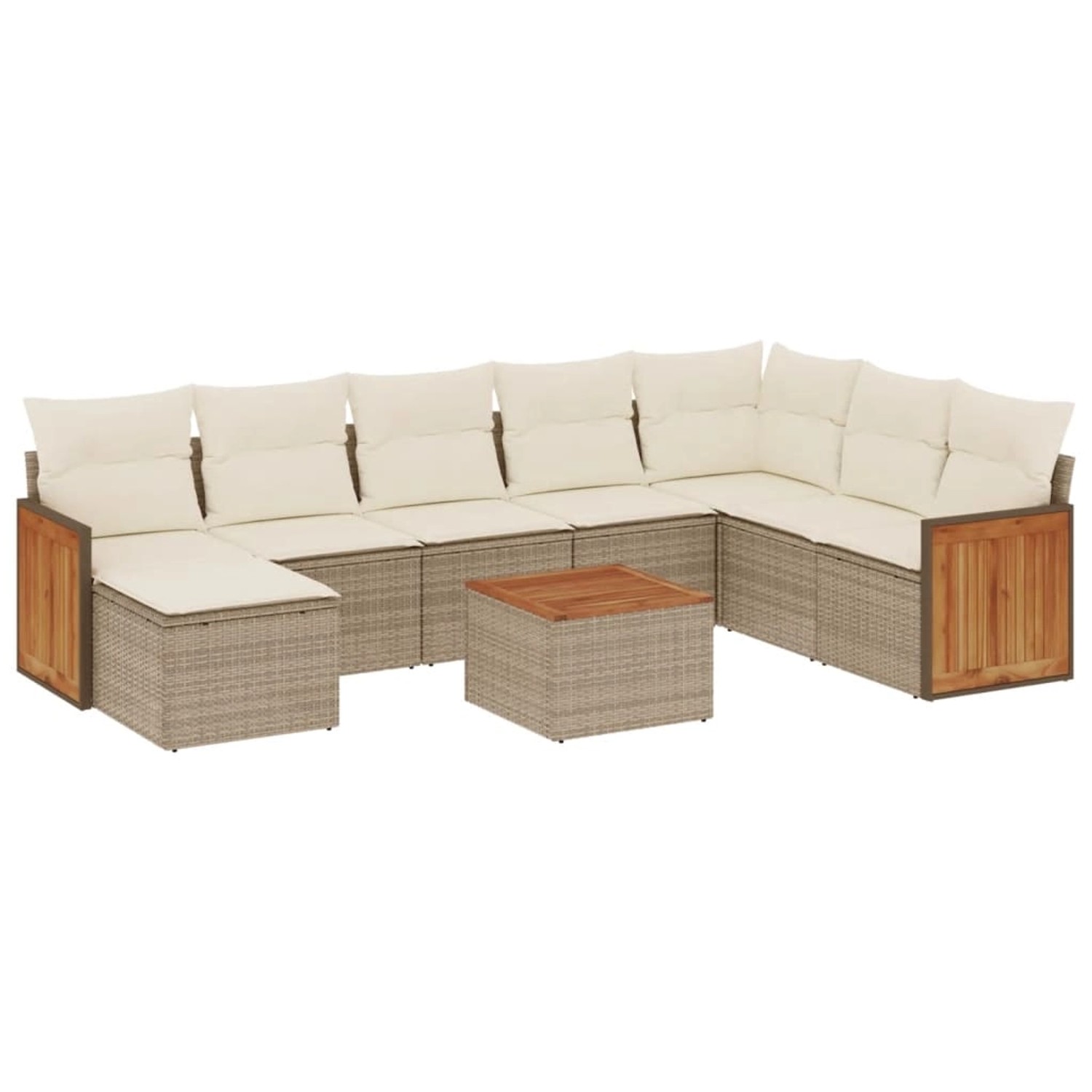 vidaXL 9-Tlg Garten-Sofagarnitur mit Kissen Beige Poly Rattan 3227934 günstig online kaufen