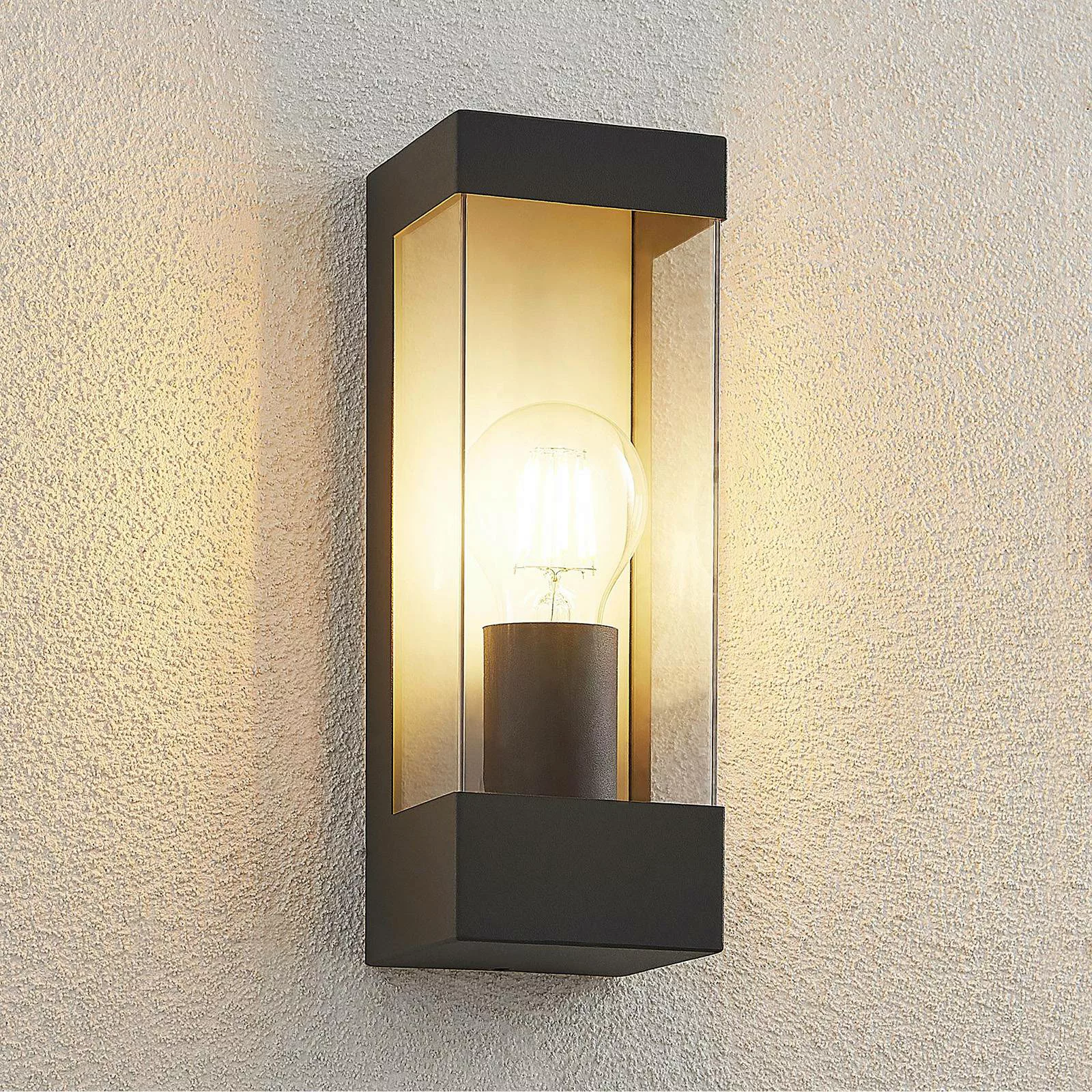 Lindby Außenwandlampe Tilian, Höhe 25 cm, anthrazit, Stahl günstig online kaufen