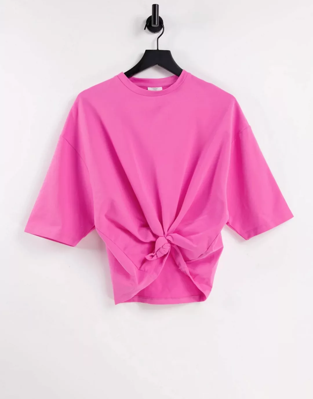 Chelsea Peers – Lounge-T-Shirt aus Frottee in Rosa mit Knoten vorne günstig online kaufen