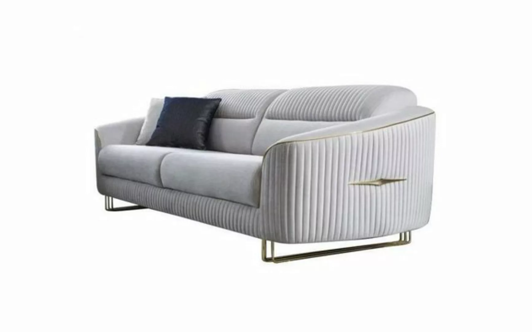 JVmoebel 3-Sitzer Sofa 3 Sitzer Polstersofa Weiß Textil Sitz Design Couch M günstig online kaufen