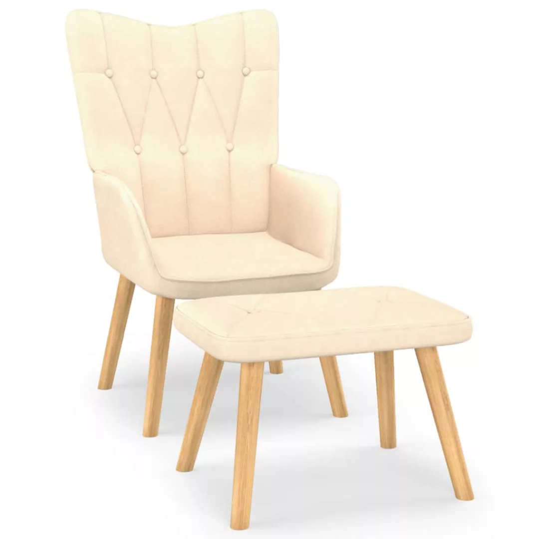 Relaxsessel Mit Hocker 62x68,5x96 Cm Creme Stoff günstig online kaufen