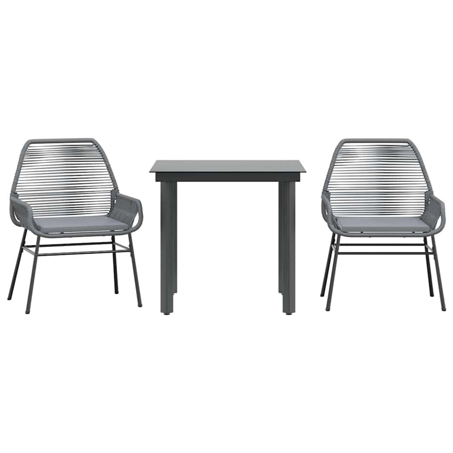 vidaXL 3-Tlg Garten-Essgruppe mit Kissen Grau Poly Rattan Glas 3334576 günstig online kaufen