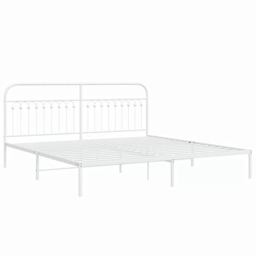 vidaXL Bett Bettgestell mit Kopfteil Metall Weiß 200x200 cm günstig online kaufen