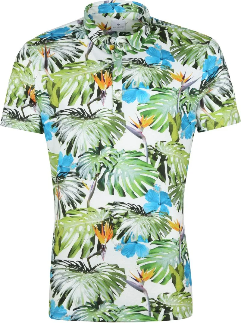 Blue Industry Polo Shirt Blumen Grün - Größe XXL günstig online kaufen