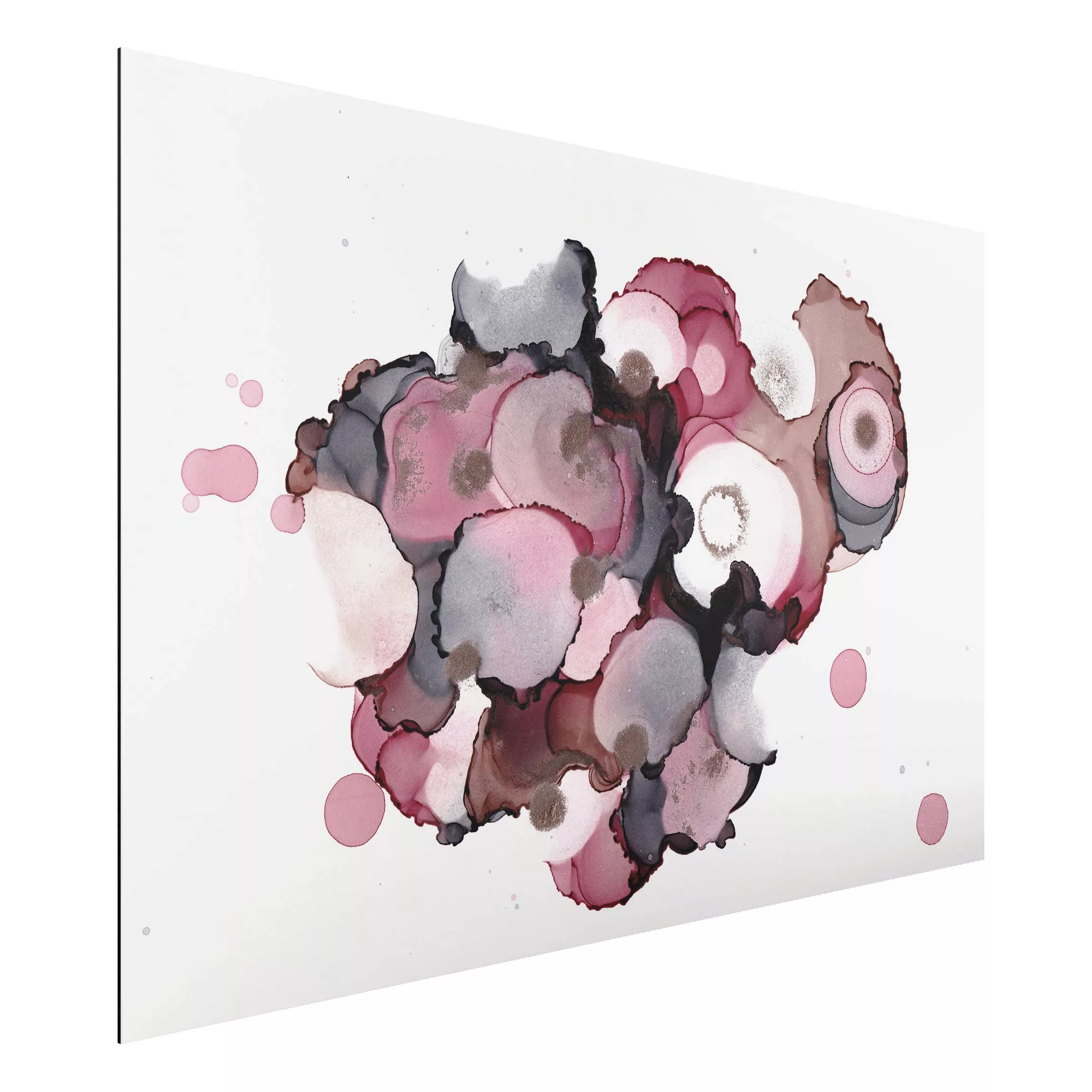 Alu-Dibond Bild Pink-Beige Tropfen mit Roségold günstig online kaufen