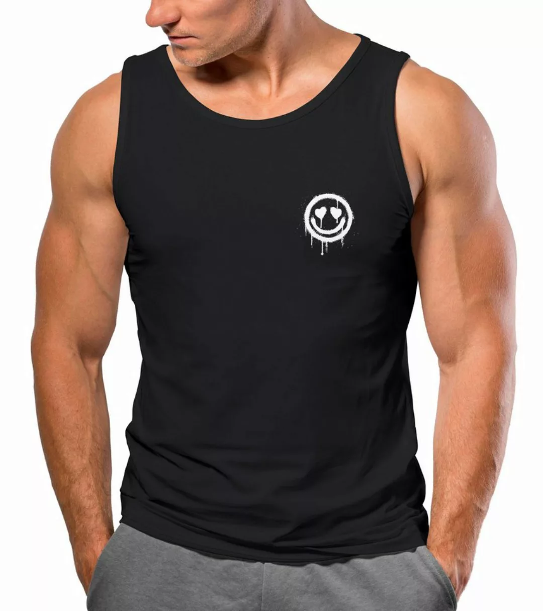 Neverless Tanktop Herren Tank-Top Print Aufdruck Motiv Drip Face Drippy Smi günstig online kaufen