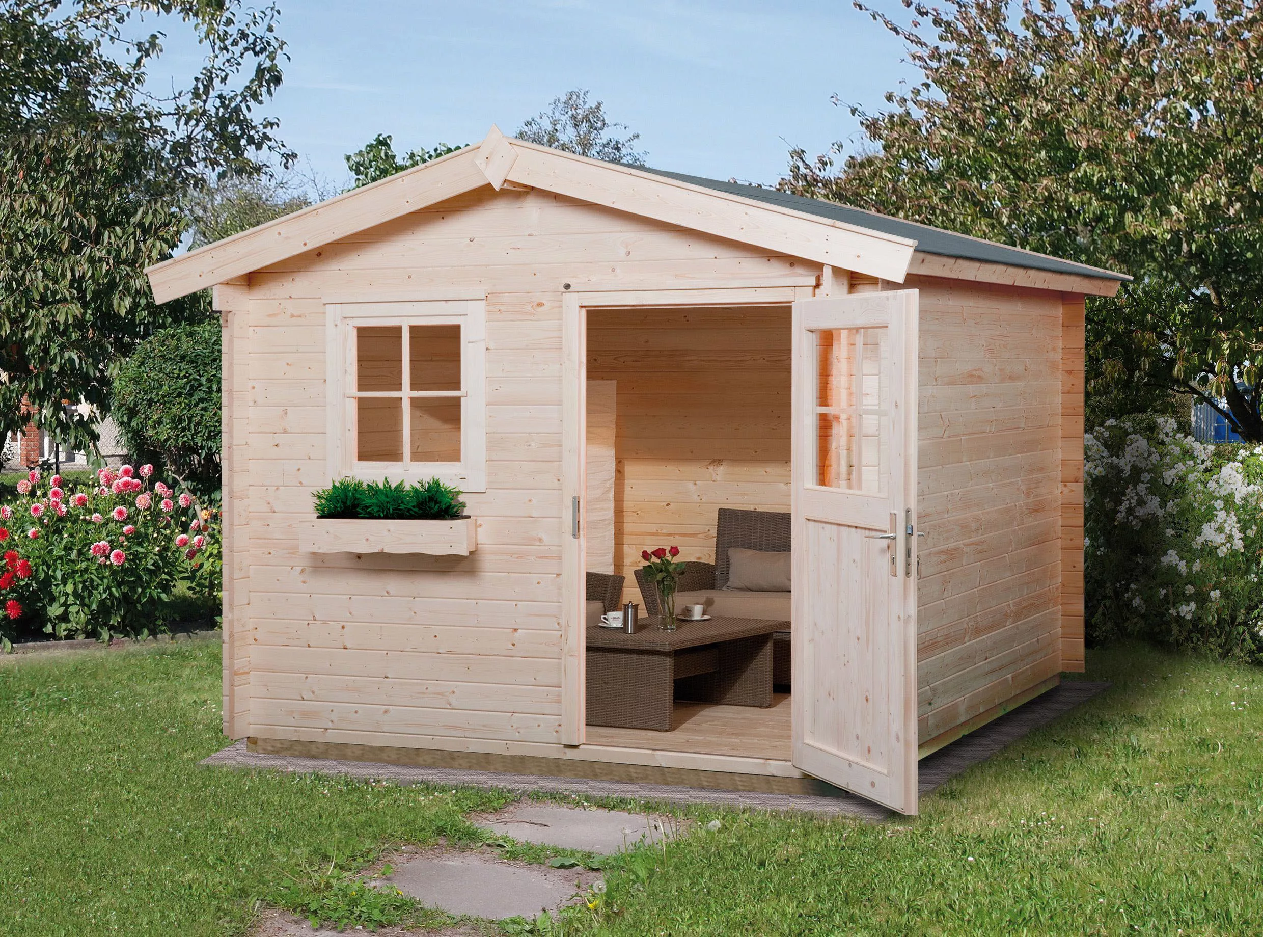 Weka Holz-Gartenhaus Satteldach Unbehandelt 300 cm x 200 cm günstig online kaufen