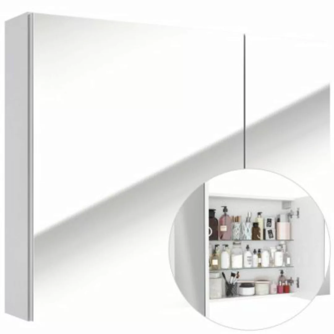 Lomadox Spiegelschrank 75 cm 2-türig SOFIA-107 in weiß, Hochglanz lackiert, günstig online kaufen