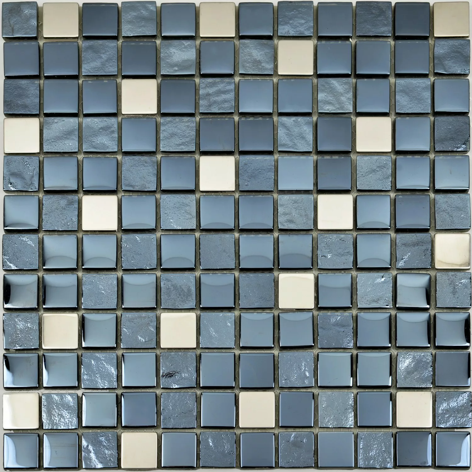 Mosaikmatte Spiegel Lava Schwarz mit Chrom, 29,7 cm x 29,7 cm günstig online kaufen