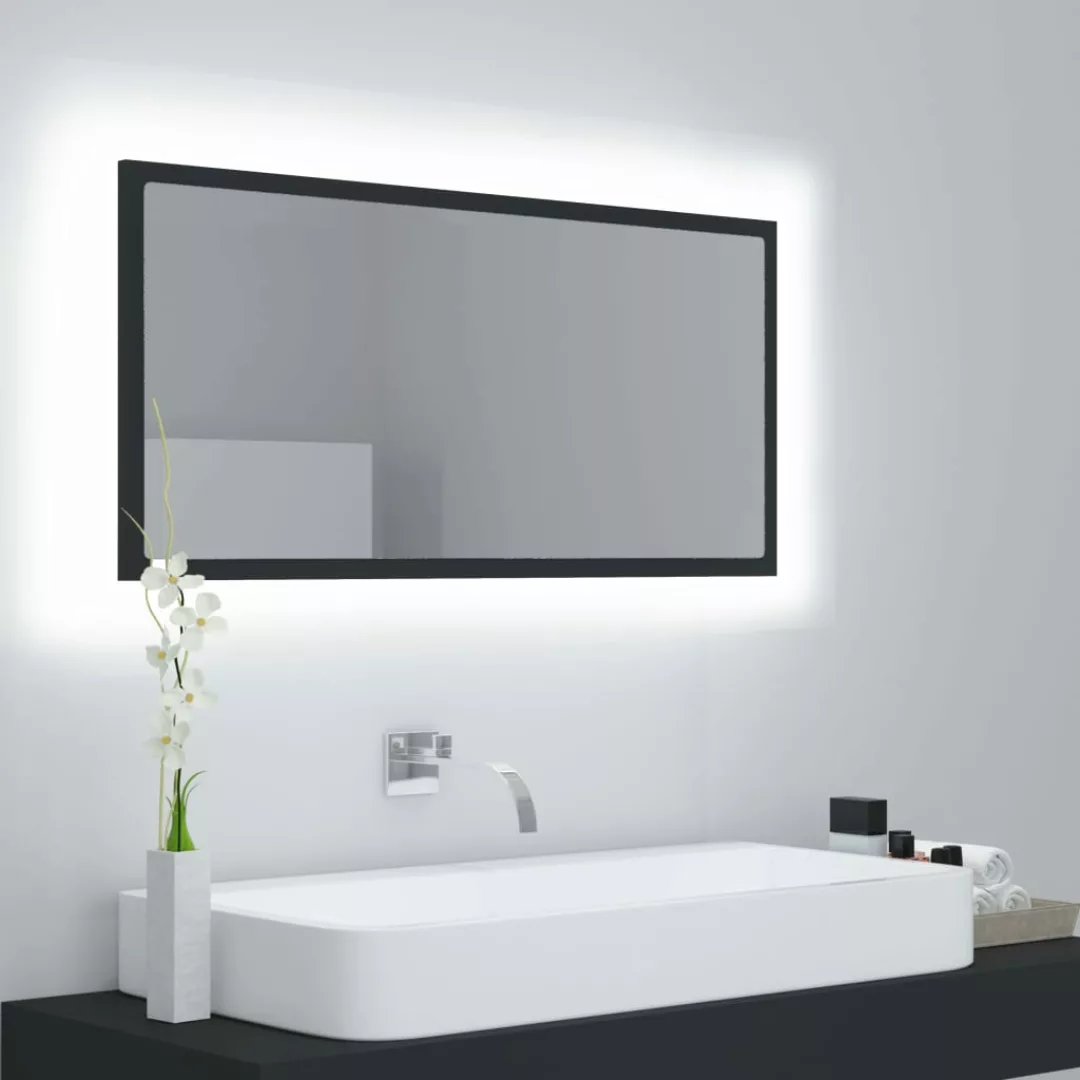 Led-badspiegel Grau 90x8,5x37 Cm Spanplatte günstig online kaufen