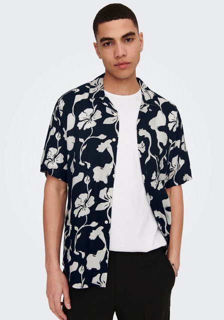 ONLY & SONS Kurzarmhemd Freizeit Kurzarm Hemd Tropisches Blumen Print Shirt günstig online kaufen