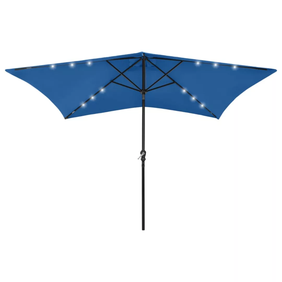 Sonnenschirm Mit Leds Und Stahl-mast Azurblau 2x3 M günstig online kaufen