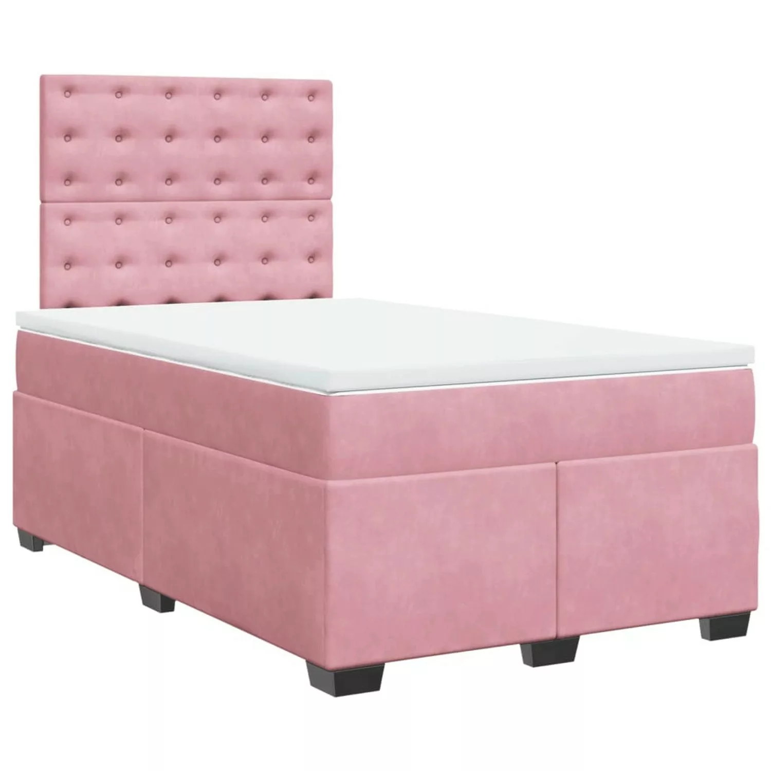 vidaXL Boxspringbett, Boxspringbett mit Matratze Rosa 120x200 cm Samt günstig online kaufen