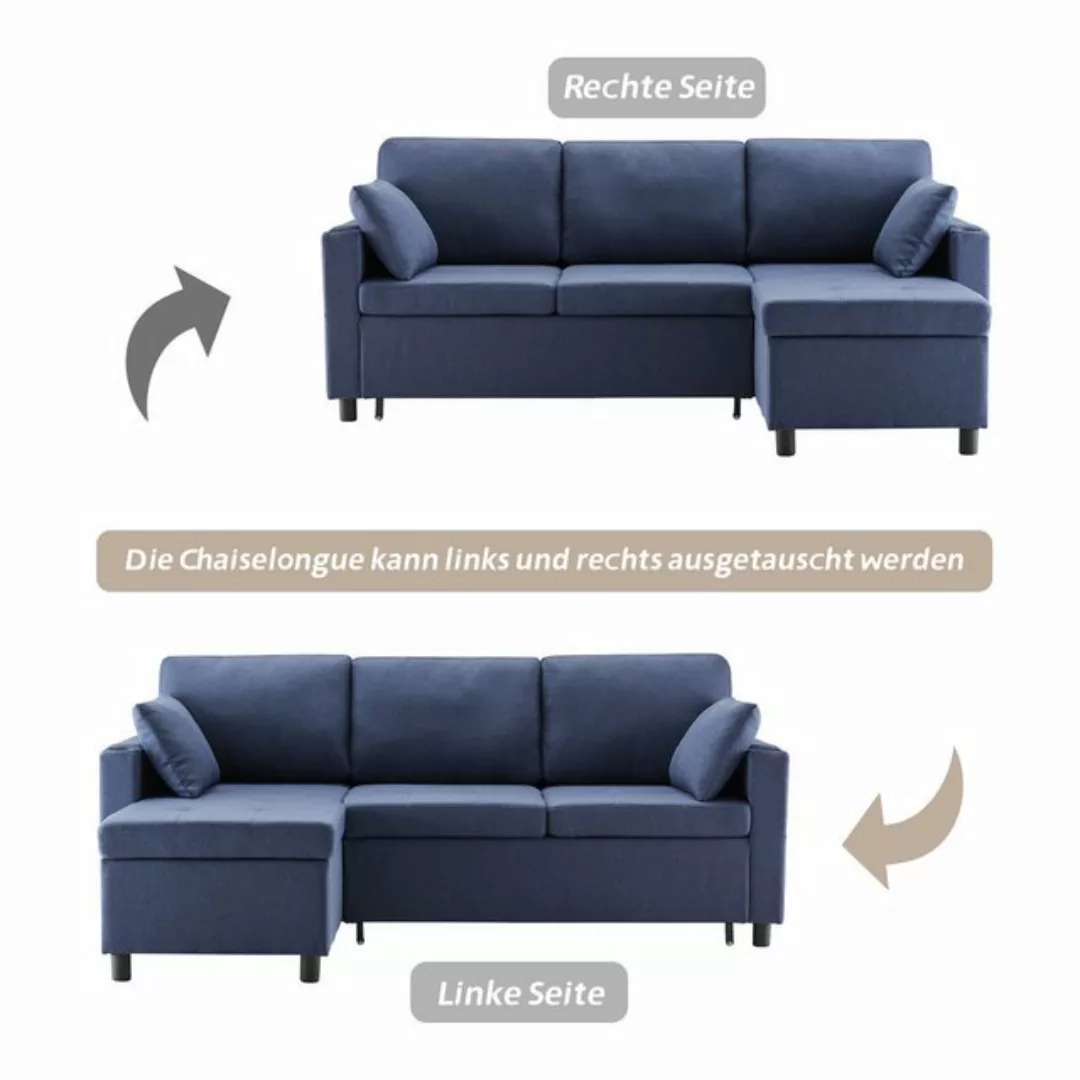 OKWISH Ecksofa L-förmiges Sofa, Schlafsofa mit Schlaffunktion mit Taschenbe günstig online kaufen