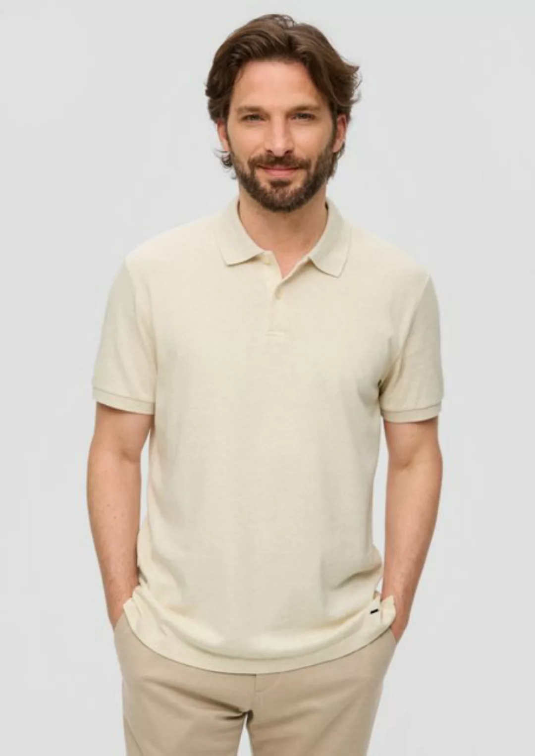 s.Oliver BLACK LABEL Kurzarmshirt Poloshirt aus Viskosemix Logo günstig online kaufen