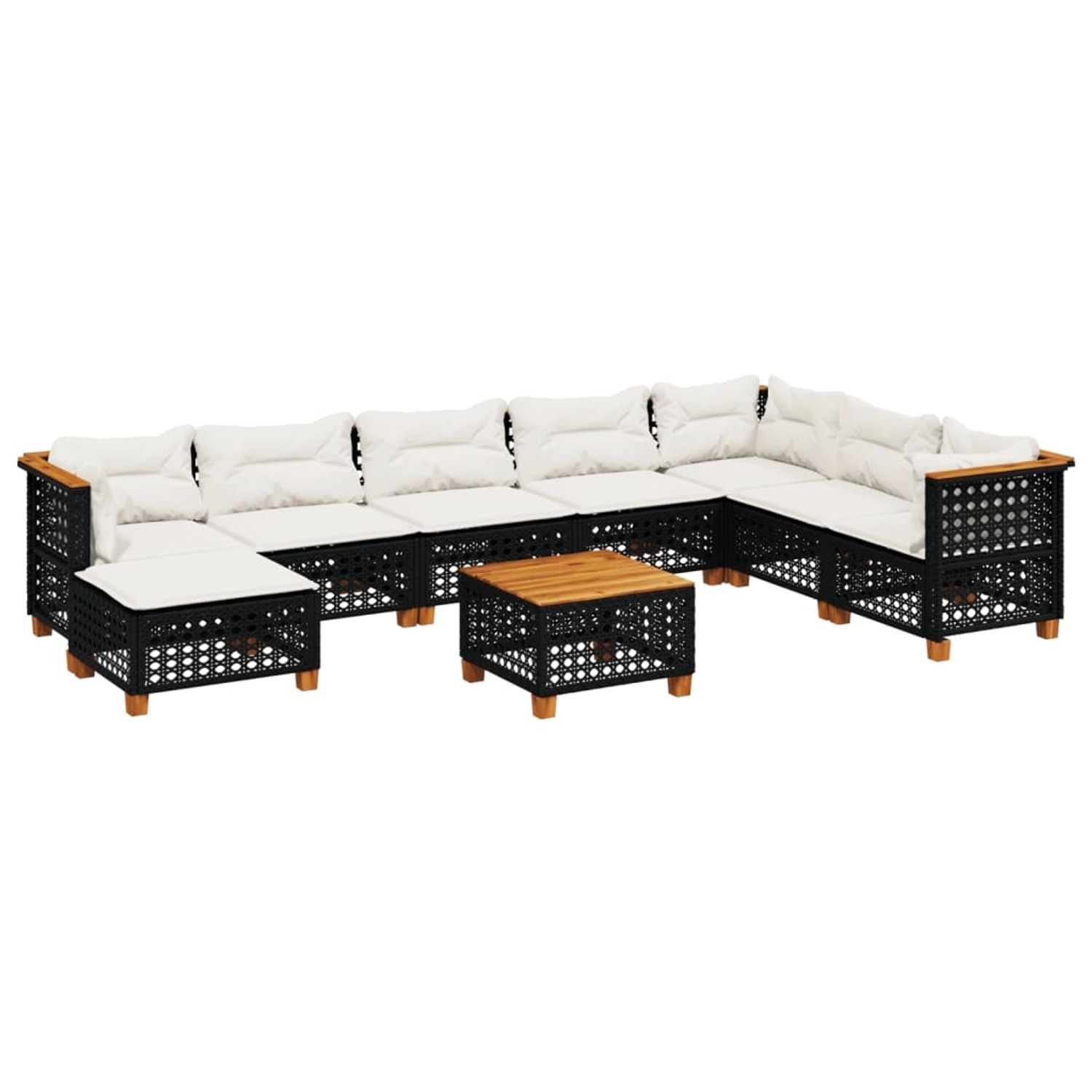 vidaXL 9-Tlg Garten-Sofagarnitur mit Kissen Schwarz Poly Rattan 3261962 günstig online kaufen
