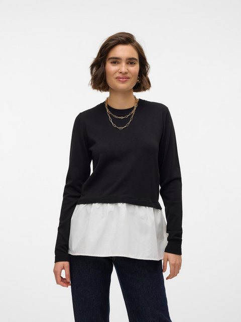 Vero Moda Rundhalspullover VMJOSE LS O-NECK WVN MIX PULLOVER GA BOO günstig online kaufen