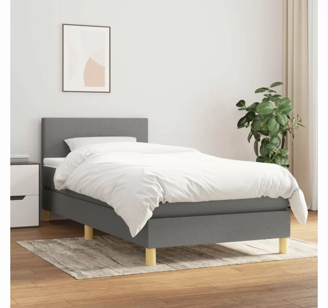 furnicato Bett Boxspringbett mit Matratze Dunkelgrau 80x200 cm Stoff günstig online kaufen