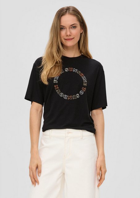 s.Oliver Kurzarmshirt T-Shirt aus Leinenmix mit Rippblende günstig online kaufen