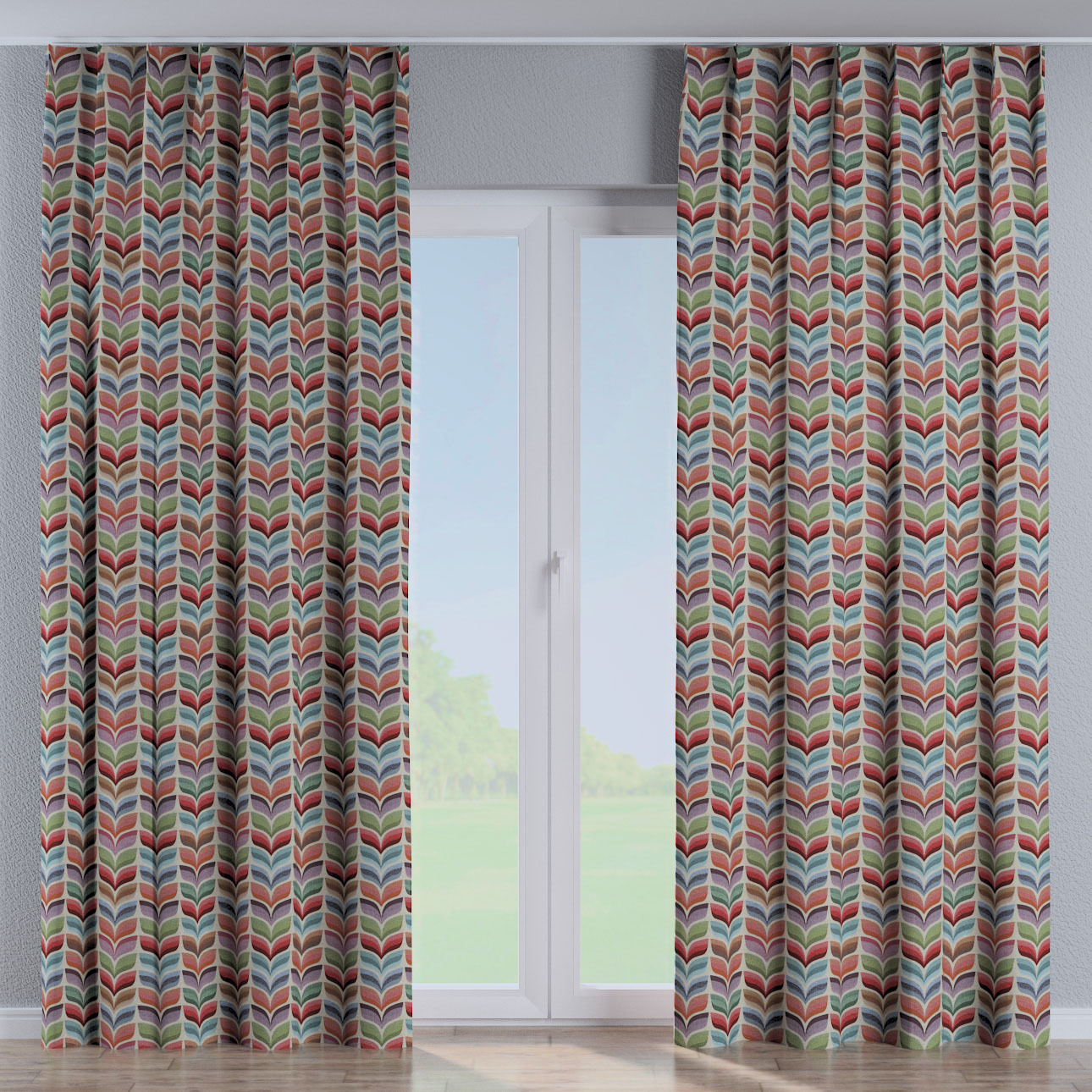 Vorhang mit flämischen 1-er Falten, pink- blau, Intenso Premium (144-16) günstig online kaufen