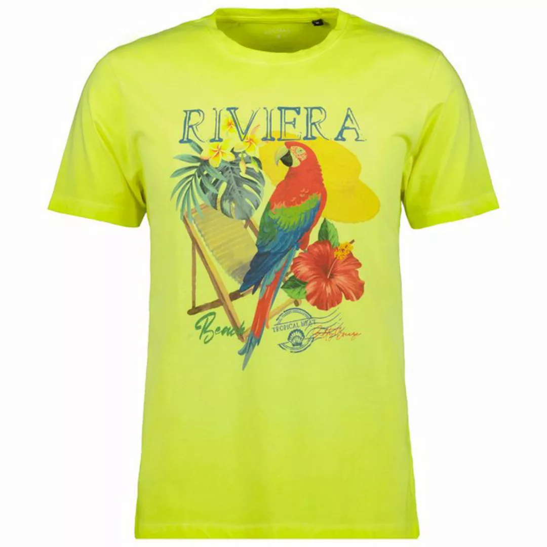 RAGMAN Rundhalsshirt Große Größen Herren T-Shirt gelb Frontprint Riviera Ra günstig online kaufen