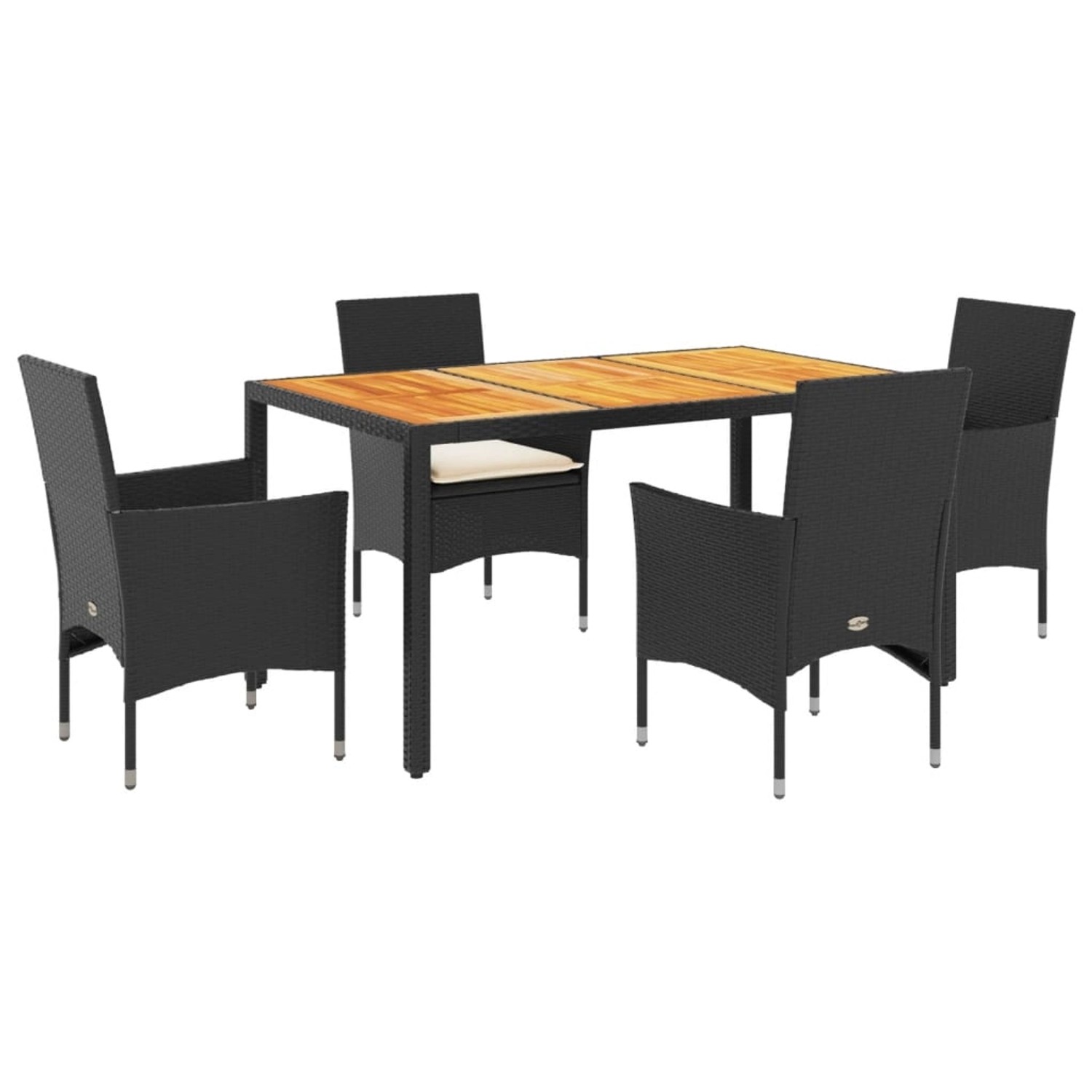 vidaXL 5-Tlg Garten-Essgruppe mit Kissen Schwarz Poly Rattan Akazie 3278665 günstig online kaufen