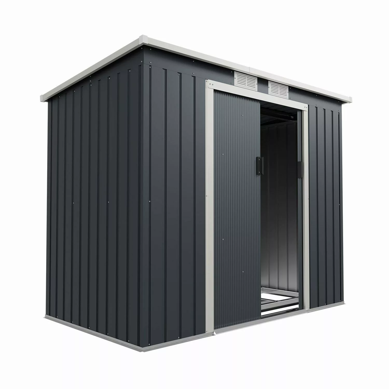 Juskys Metall Geräteschuppen Gerätehaus M mit Pultdach in Anthrazit günstig online kaufen
