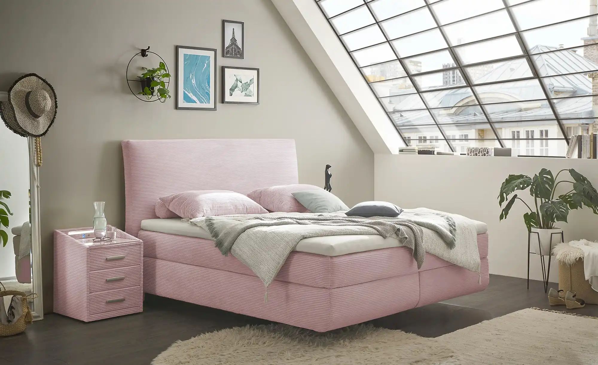 ED EXCITING DESIGN Boxspringliege (180 x 200 cm, Marbella), Rosa günstig online kaufen