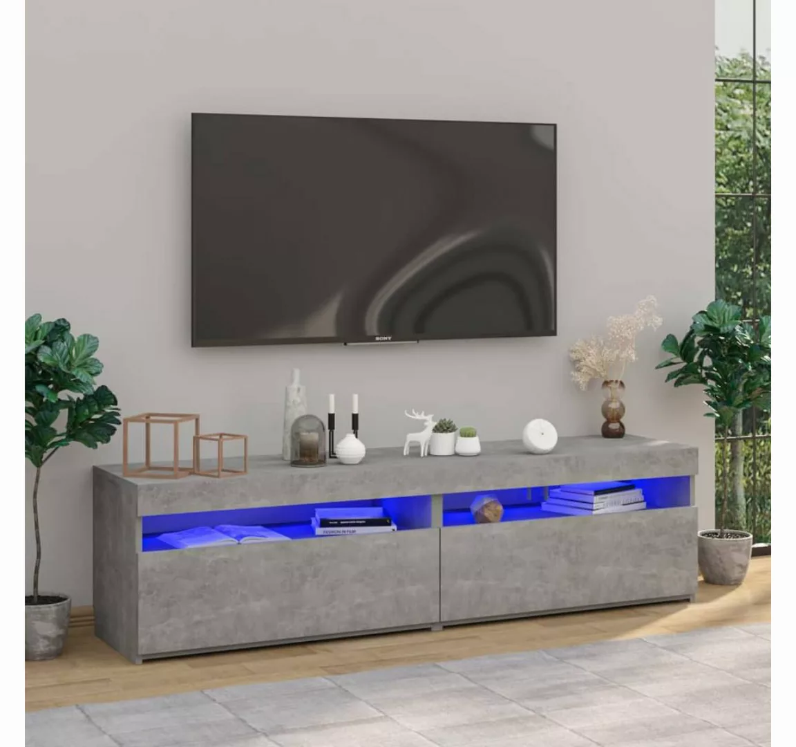 vidaXL TV-Schrank TV-Schränke 2 Stk mit LED Leuchten Betongrau 75x35x40 cm günstig online kaufen