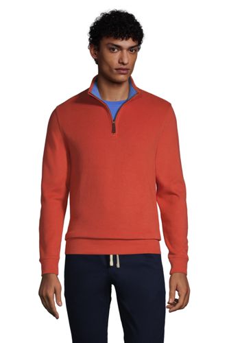 Zipper-Pullover aus Bedford-Ripp, Herren, Größe: M Normal, Orange, Baumwoll günstig online kaufen