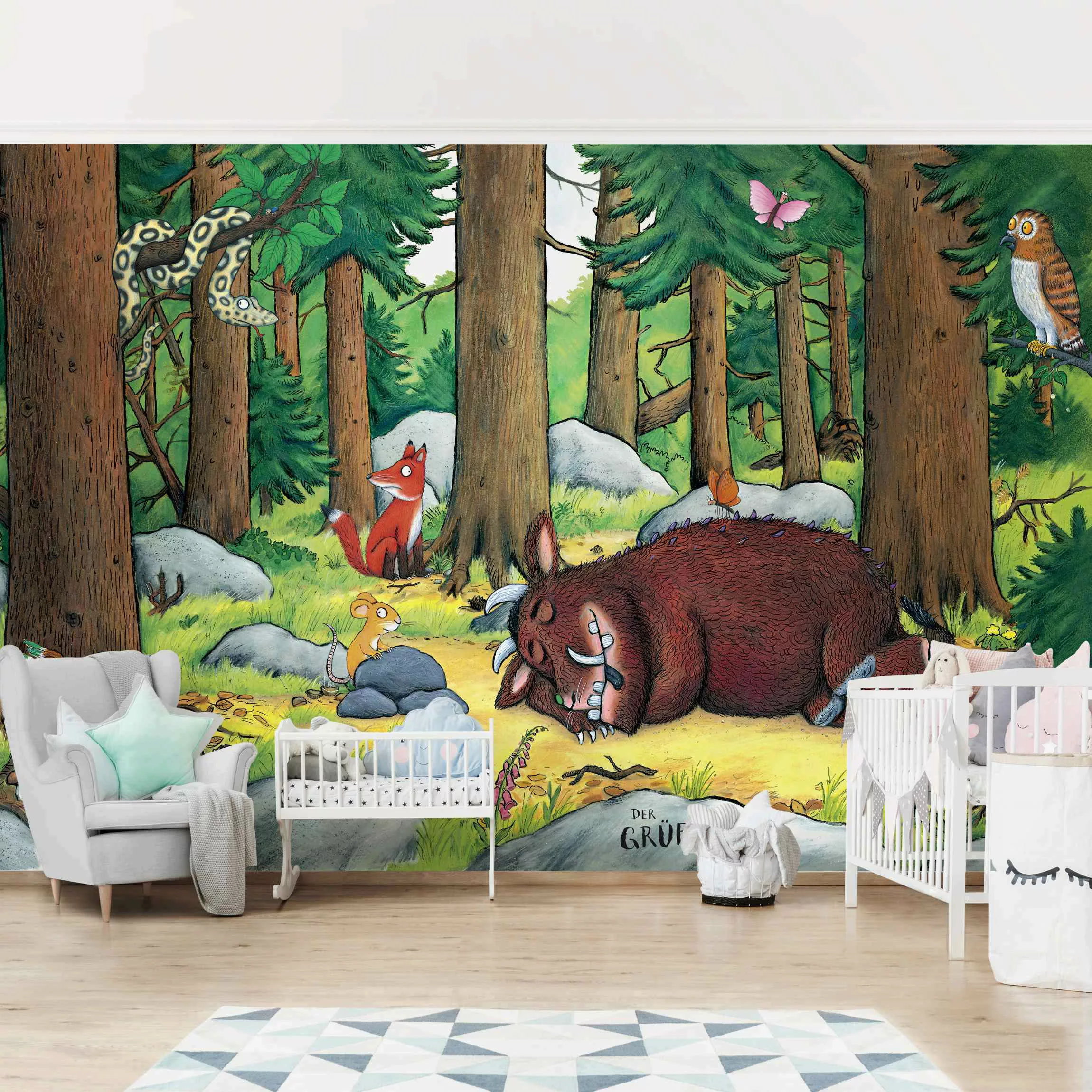 Bilderwelten Kindertapete Grüffelo - Nickerchen im Wald bunt Gr. 288 x 190 günstig online kaufen