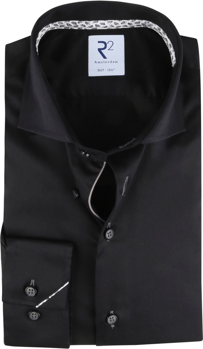 R2 Hemd Extra Long Sleeves Schwarz - Größe 46 günstig online kaufen