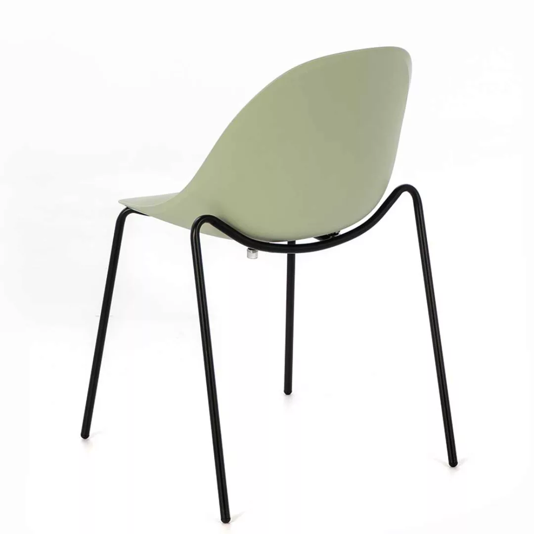 Esstisch Stühle in Hellgrün und Schwarz Kunststoff und Metall (4er Set) günstig online kaufen