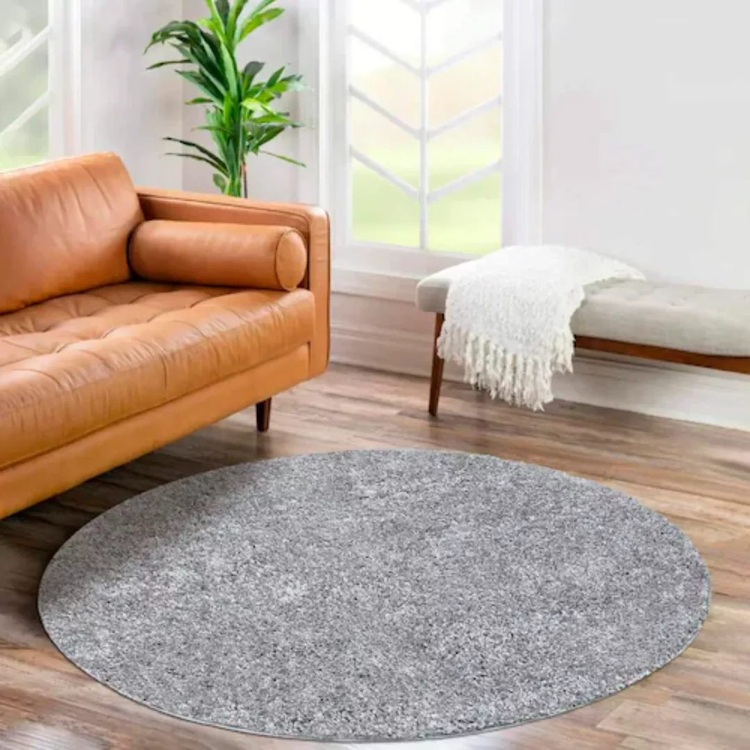 Carpet City Hochflor-Teppich »City Shaggy«, rund, Teppich Einfarbig Uni, be günstig online kaufen