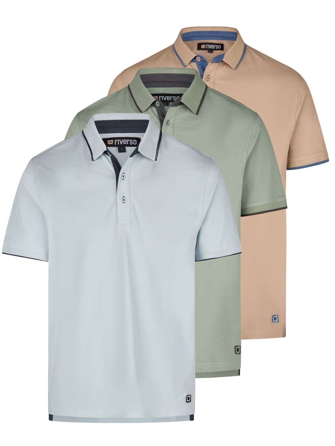 riverso Poloshirt Herren Polohemd 3er-Set Regular günstig online kaufen