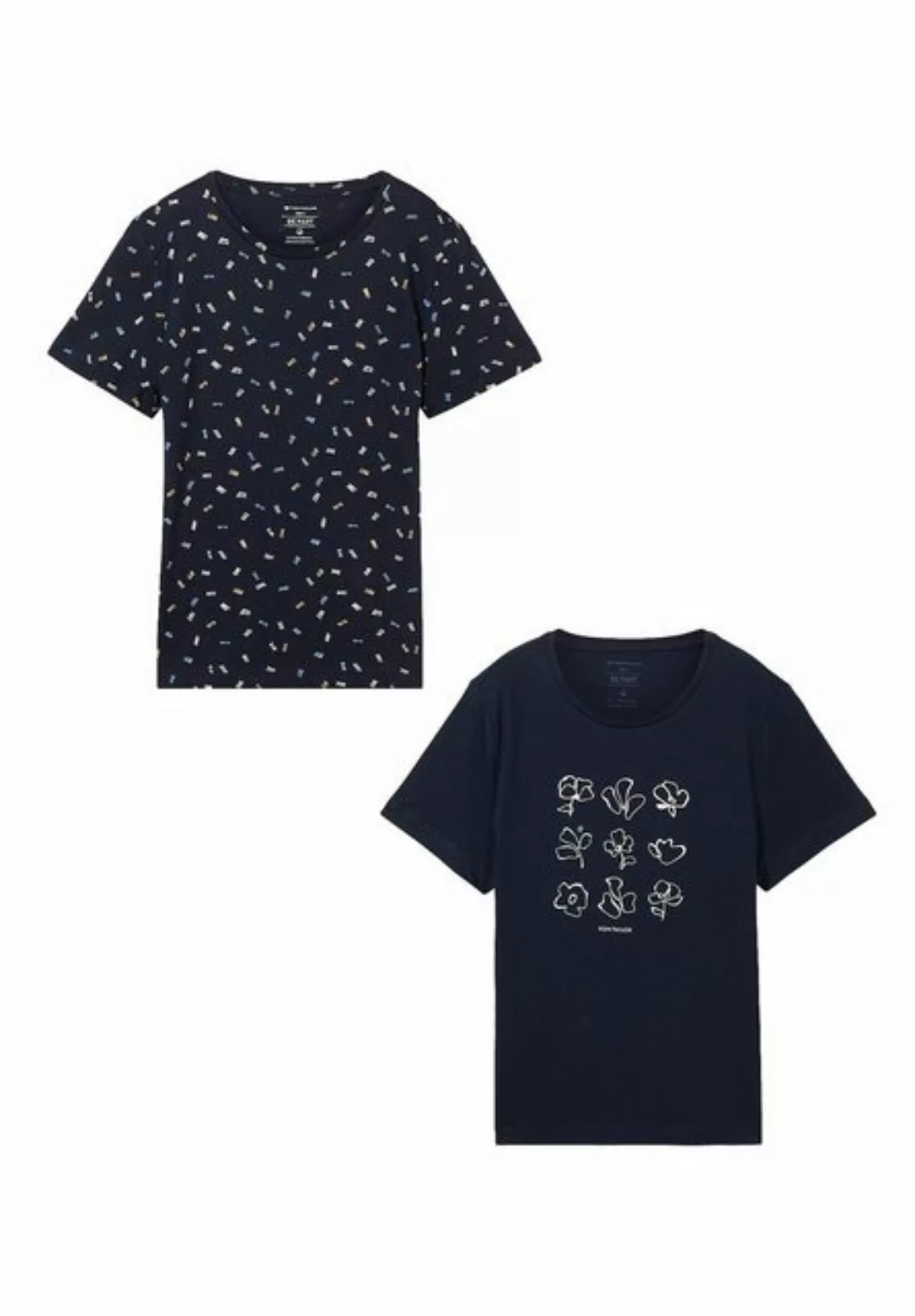 TOM TAILOR T-Shirt Shirt 2er-Set Rundhals Kurzarm T-Shirt mit Print (2-tlg) günstig online kaufen