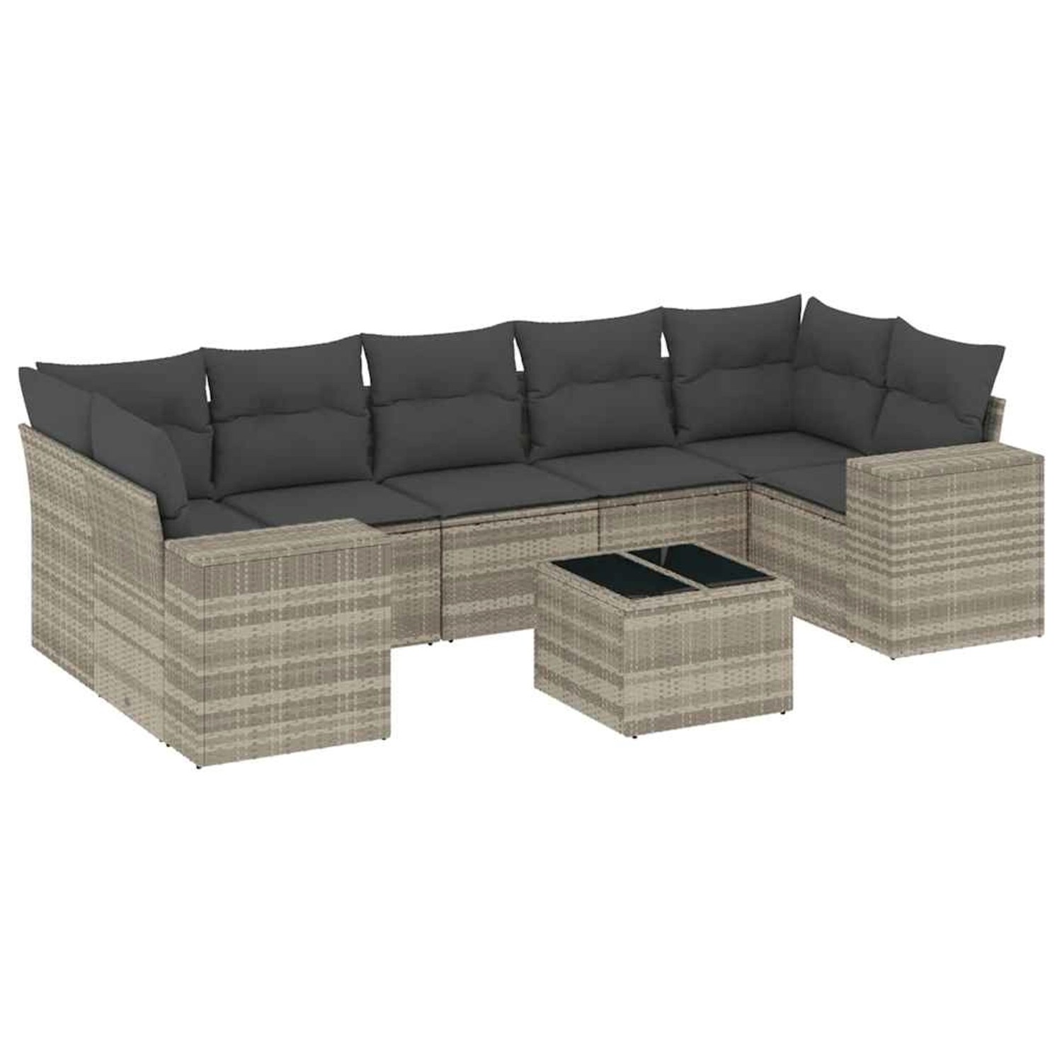 vidaXL 8-Tlg Garten-Sofagarnitur mit Kissen Hellgrau Poly Rattan 3254679 günstig online kaufen