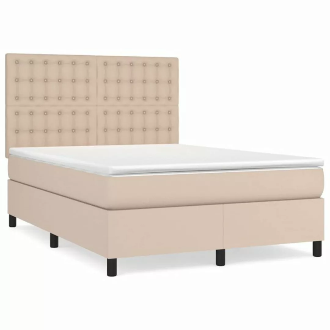 vidaXL Boxspringbett Bett Boxspringbett mit Matratze Kunstleder (140 x 190 günstig online kaufen