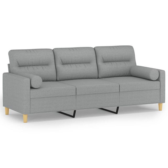 vidaXL Sofa 3-Sitzer-Sofa mit Zierkissen Hellgrau 180 cm Stoff günstig online kaufen