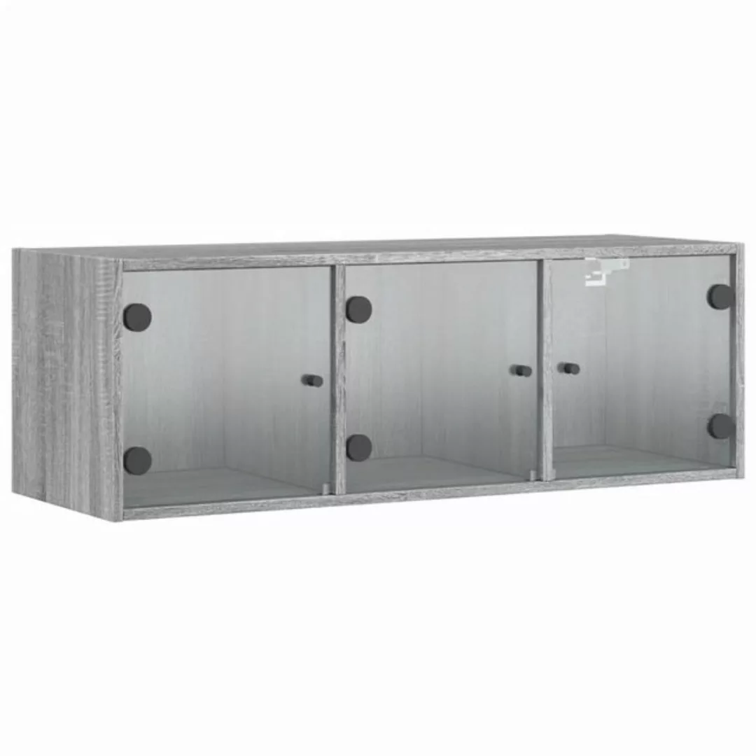 vidaXL Fächerschrank Wandschrank mit Glastüren Grau Sonoma 102x37x35 cm (1- günstig online kaufen