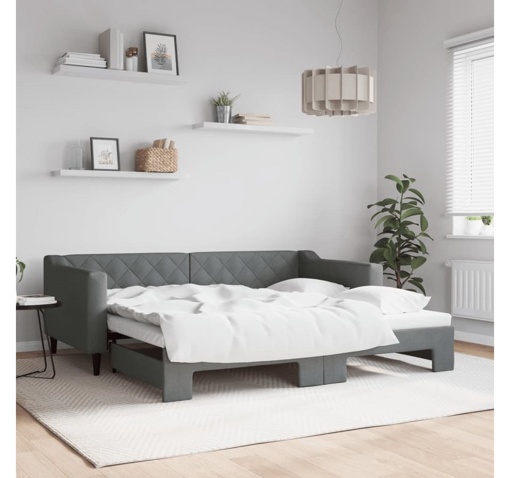 vidaXL Gästebett Gästebett Tagesbett Ausziehbar Dunkelgrau 90x190 cm Stoff günstig online kaufen