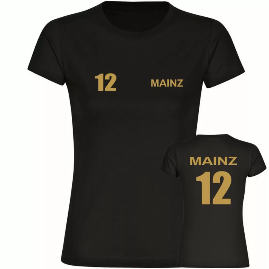 multifanshop T-Shirt Damen Mainz - Trikot Nummer 12 gold - Frauen günstig online kaufen