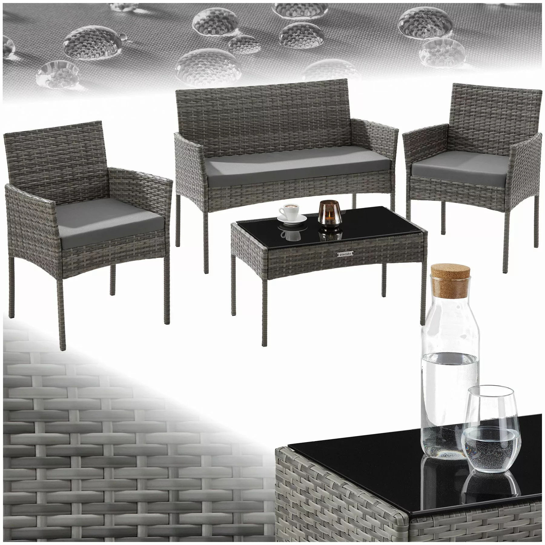 tectake Sitzgruppe Rattan Gartenset, (Set., 4-tlg), günstig online kaufen
