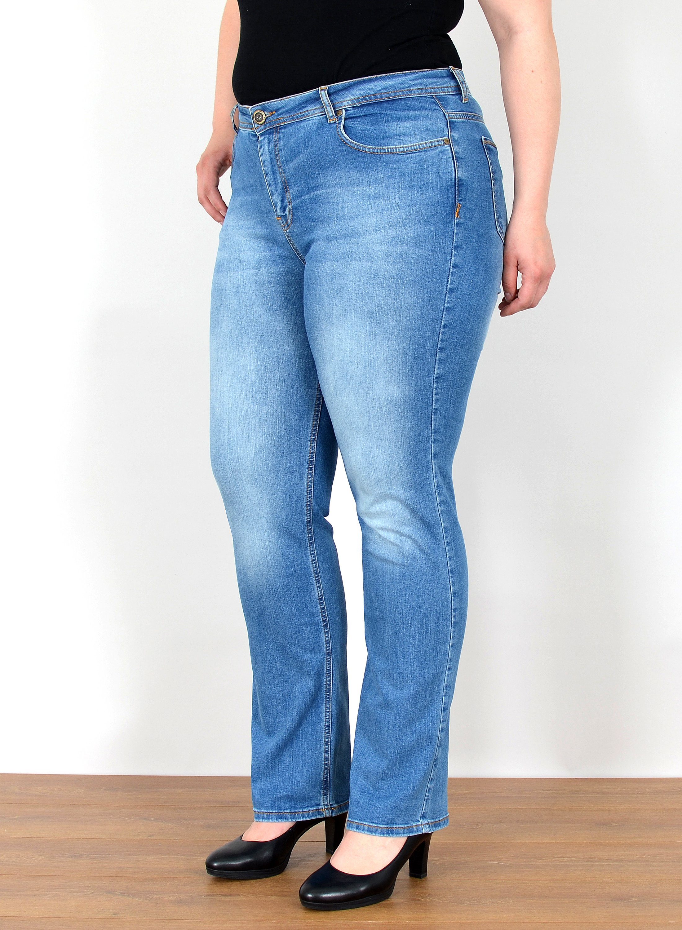 ESRA Straight-Jeans Damen Jeanshose Gerader Schnitt günstig online kaufen