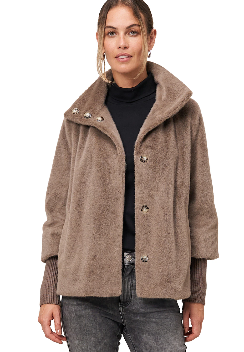Zero Fellimitatjacke "zero Damen Fellimitat-Jacke mit Stehkragen" günstig online kaufen