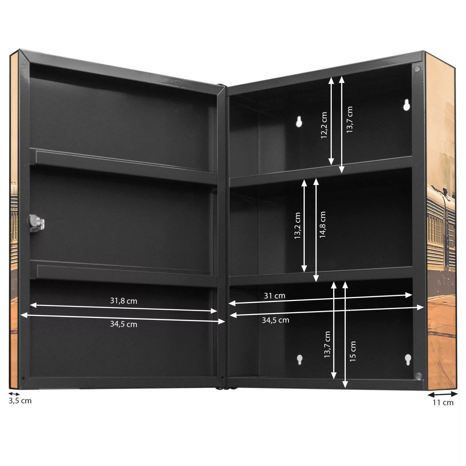 Banjado XXL Medizinschrank Abschliessbar 35x46x15cm Arzneischrank Anthrazit günstig online kaufen